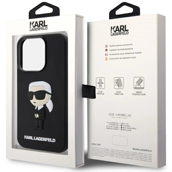 Karl Lagerfeld KLHCP14X3DRKINK iPhone 14 Pro Max 6.7" black/black hardcase Rubber Ikonik 3D