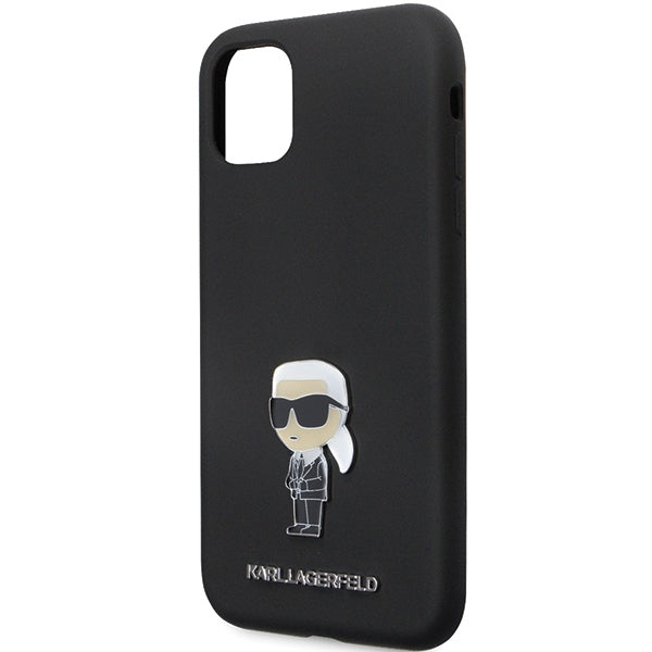 Karl Lagerfeld KLHCN61SMHKNPK case for iPhone 11 / Xr - black Silicone Ikonik Metal Pin