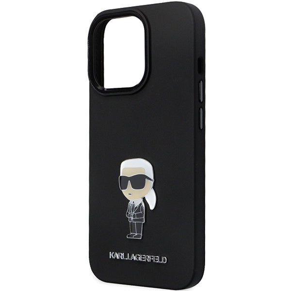 Karl Lagerfeld KLHCP13LSMHKNPK case for iPhone 13 Pro / 13 - black Silicone Ikonik Metal Pin