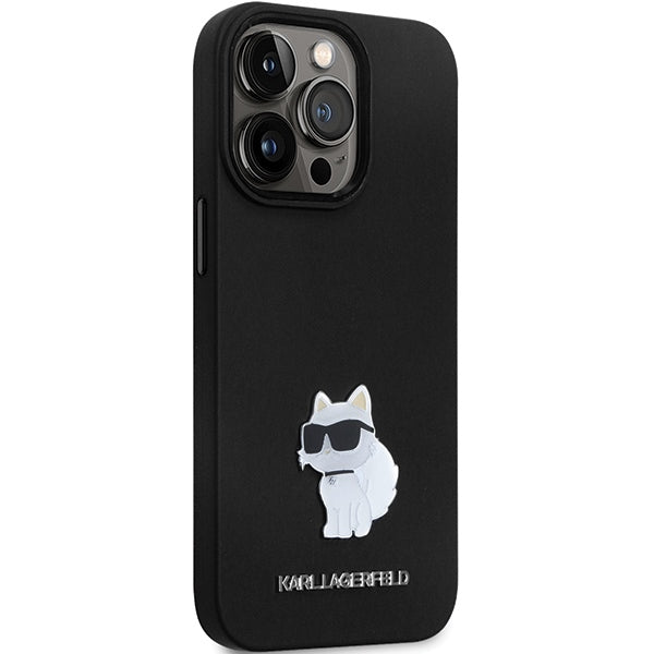 Karl Lagerfeld KLHCP14XSMHCNPK case for iPhone 14 Pro Max 6.7" - black Silicone C Metal Pin