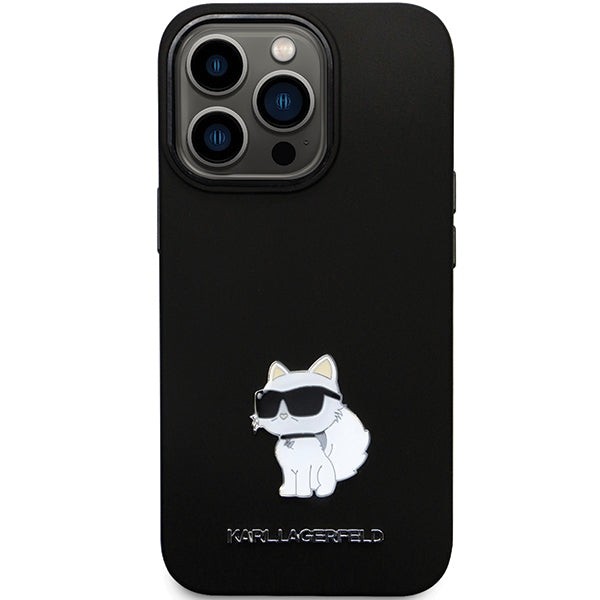 Karl Lagerfeld KLHCP14XSMHCNPK case for iPhone 14 Pro Max 6.7" - black Silicone C Metal Pin