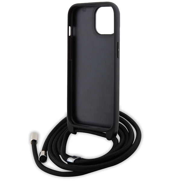 Karl Lagerfeld Crossbody Saffiano Metal Pin Karl & Choupette case for iPhone 15 - black