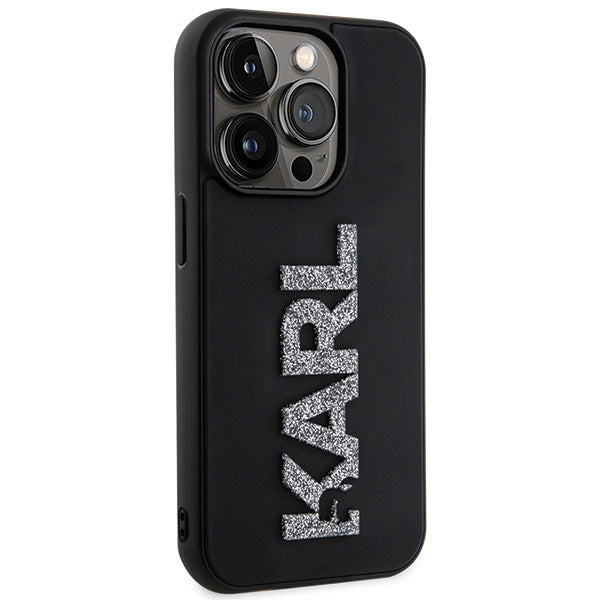 Karl Lagerfeld 3D Rubber Glitter Logo case for iPhone 15 Pro Max - black