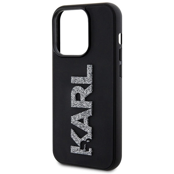 Karl Lagerfeld 3D Rubber Glitter Logo case for iPhone 15 Pro Max - black