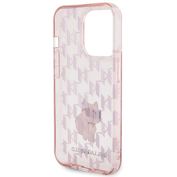 Karl Lagerfeld Monogram Choupette case for iPhone 15 Pro Max - pink