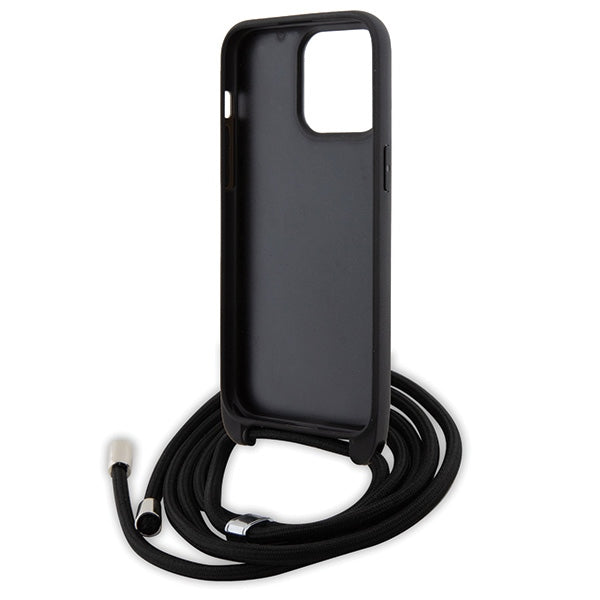 Karl Lagerfeld Crossbody Saffiano Metal Pin Karl & Choupette Case for iPhone 15 Pro Max - Black