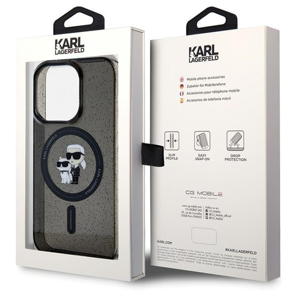 Karl Lagerfeld Karl&Choupette Glitter MagSafe case for iPhone 15 Pro - black