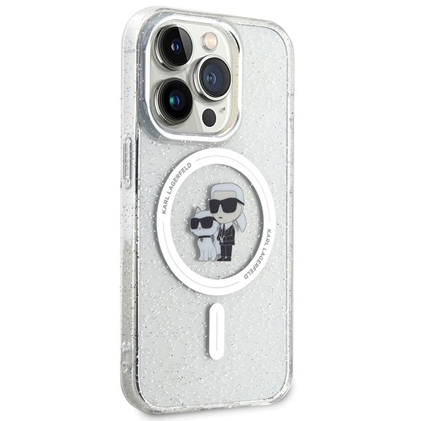Karl Lagerfeld Karl&amp;Choupette Glitter MagSafe case for iPhone 15 Pro - transparent