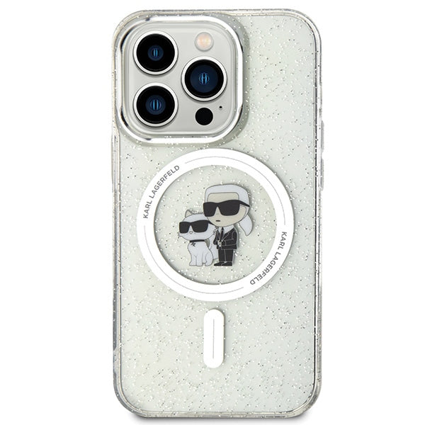 Karl Lagerfeld Karl&amp;Choupette Glitter MagSafe case for iPhone 15 Pro - transparent
