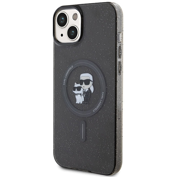 Karl Lagerfeld Karl&amp;Choupette Glitter MagSafe case for iPhone 15 Plus - black