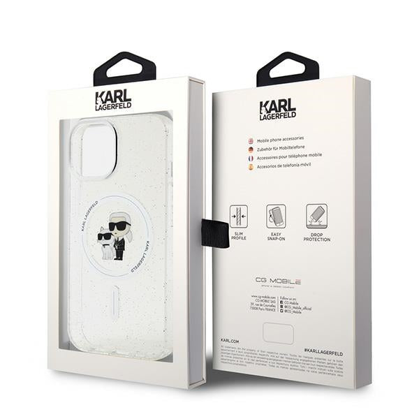 Karl Lagerfeld Karl&Choupette Glitter MagSafe case for iPhone 15 Plus - transparent