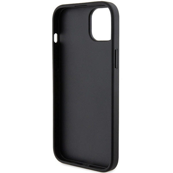Karl Lagerfeld Saffiano Cardslot Karl&amp;Choupette Metal Pin case for iPhone 15 - black