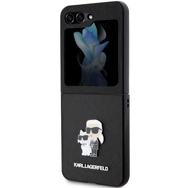 Karl Lagerfeld Saffiano Karl&amp;Choupette Pin case for Samsung Galaxy Z Flip 5 - black