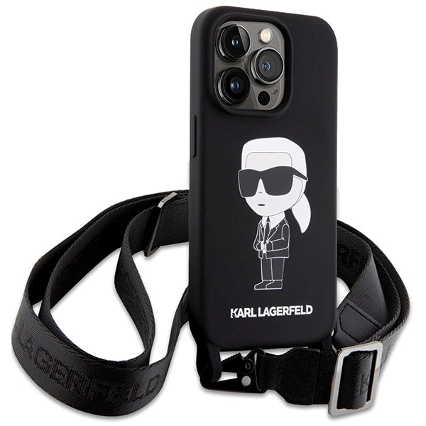 Karl Lagerfeld KLHCP15XSCBSKNK iPhone 15 Pro Max 6.7" hardcase black/black Crossbody Silicone Ikonik