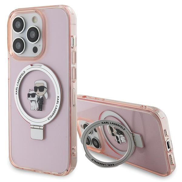 Karl Lagerfeld KLHMP15LHMRSKCP iPhone 15 Pro 6.1" pink/pink hardcase Ring Stand Karl&amp;Choupette MagSafe