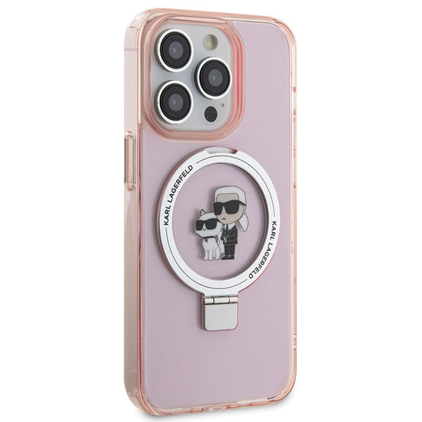 Karl Lagerfeld KLHMP15LHMRSKCP iPhone 15 Pro 6.1" pink/pink hardcase Ring Stand Karl&Choupette MagSafe