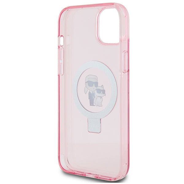 Karl Lagerfeld Ring Stand Karl&amp;Choupette MagSafe case for iPhone 15 Plus - pink