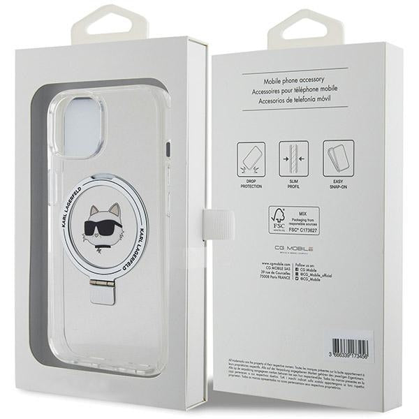 Karl Lagerfeld KLHMP15SHMRSCHH iPhone 15 6.1" white/white hardcase Ring Stand Choupette Head MagSafe