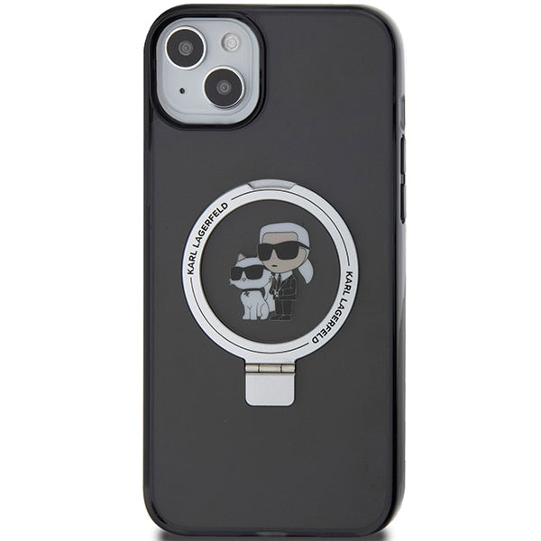 Karl Lagerfeld KLHMP15SHMRSKCK iPhone 15 6.1" black/black hardcase Ring Stand Karl&amp;Choupette MagSafe