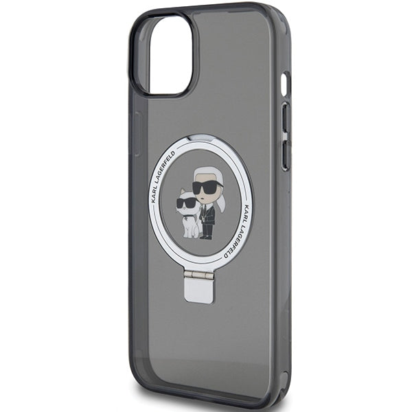 Karl Lagerfeld KLHMP15SHMRSKCK iPhone 15 6.1" black/black hardcase Ring Stand Karl&amp;Choupette MagSafe