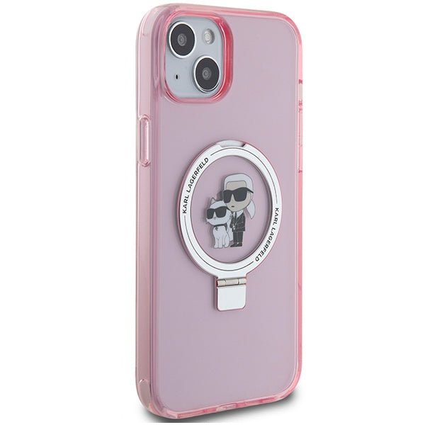 Karl Lagerfeld KLHMP15SHMRSKCP iPhone 15 6.1" pink/pink hardcase Ring Stand Karl&amp;Choupette MagSafe