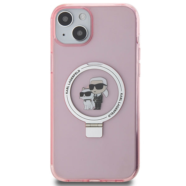 Karl Lagerfeld KLHMP15SHMRSKCP iPhone 15 6.1" pink/pink hardcase Ring Stand Karl&amp;Choupette MagSafe
