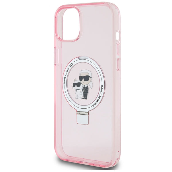 Karl Lagerfeld KLHMP15SHMRSKCP iPhone 15 6.1" pink/pink hardcase Ring Stand Karl&amp;Choupette MagSafe