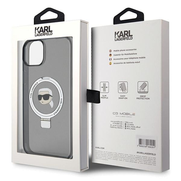 Karl Lagerfeld KLHMP15SHMRSKHK iPhone 15 6.1" black/black hardcase Ring Stand Karl Head MagSafe