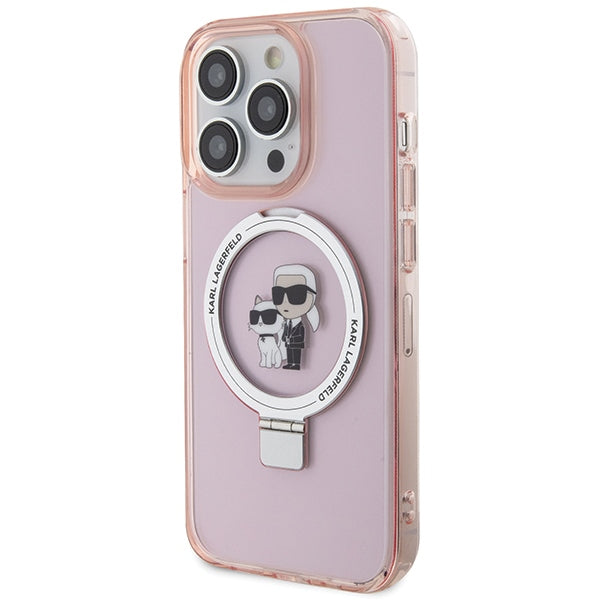 Karl Lagerfeld KLHMP15XHMRSKCP iPhone 15 Pro Max 6.7" pink/pink hardcase Ring Stand Karl&amp;Choupette MagSafe