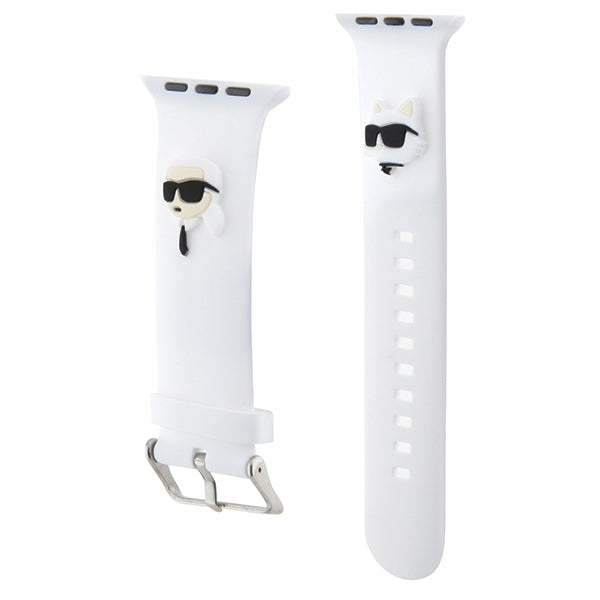 Karl Lagerfeld 3D Rubber Karl&Choupette Heads strap for Apple Watch 42/44/45/49mm - white