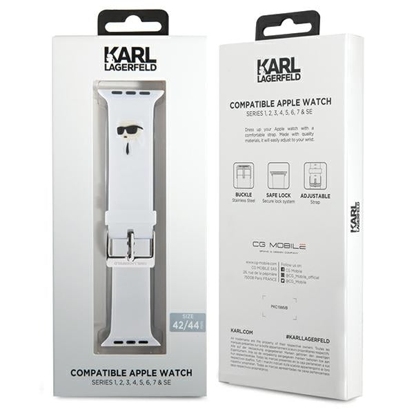 Karl Lagerfeld 3D Rubber Karl Head strap for Apple Watch 42/44/45/49mm - white