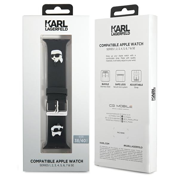 Karl Lagerfeld 3D Rubber Karl&amp;Choupette Heads strap for Apple Watch 38/40/41mm - black