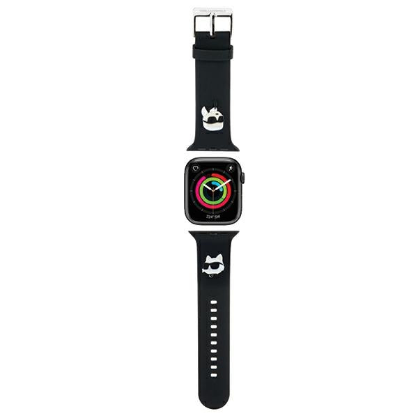 Karl Lagerfeld 3D Rubber Karl&amp;Choupette Heads strap for Apple Watch 38/40/41mm - black
