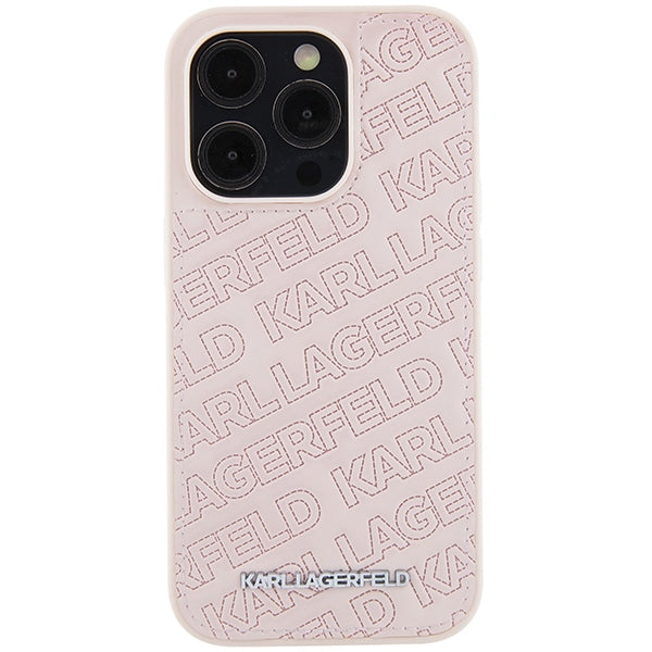 Karl Lagerfeld Quilted K Pattern case for iPhone 15 Pro Max - pink