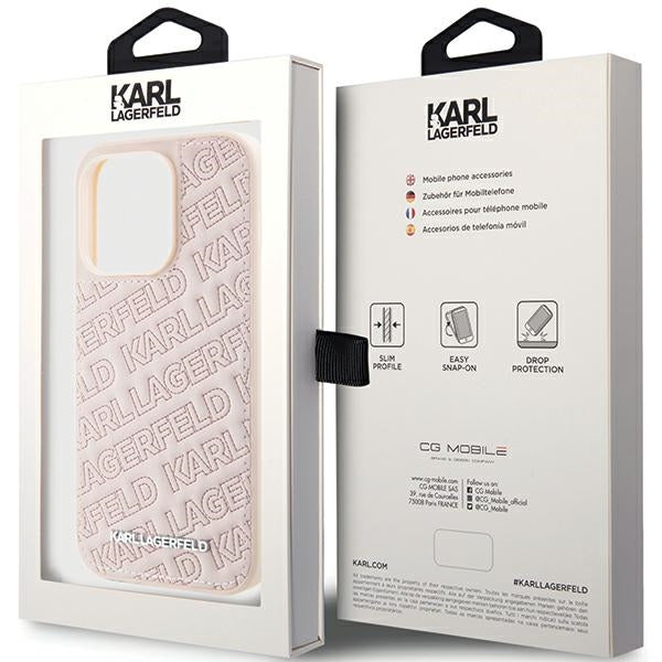 Karl Lagerfeld Quilted K Pattern case for iPhone 15 Pro Max - pink