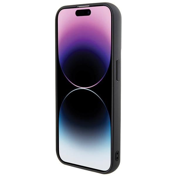 Karl Lagerfeld Gripstand Saffiano Karl&amp;Choupette Pins case for iPhone 14 Pro - black