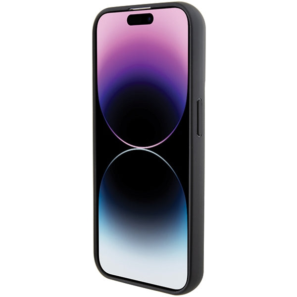 Karl Lagerfeld Gripstand Saffiano Choupette Pins case for iPhone 14 Pro Max - black