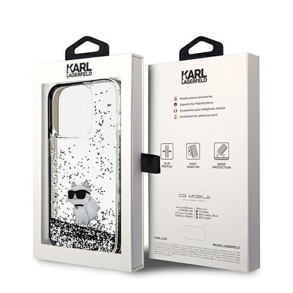 Karl Lagerfeld Liquid Glitter Choupette case for iPhone 14 Pro Max - transparent