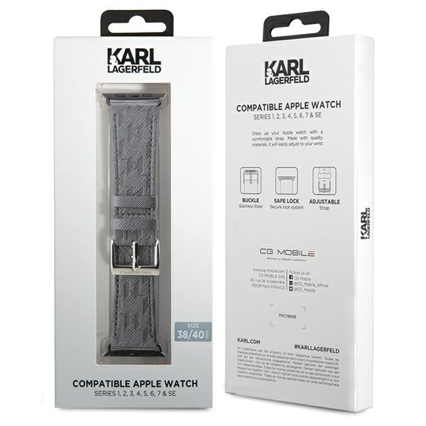 Karl Lagerfeld Saffiano Monogram strap for Apple Watch 38/40/41mm - silver