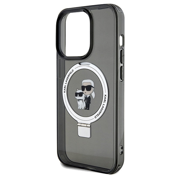 Karl Lagerfeld Ring Stand Karl&Choupette MagSafe case for iPhone 14 Pro - black