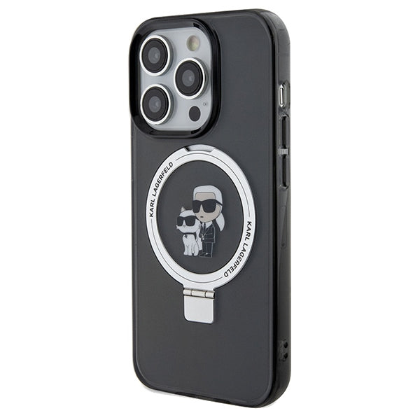 Karl Lagerfeld Ring Stand Karl&Choupette MagSafe case for iPhone 14 Pro - black
