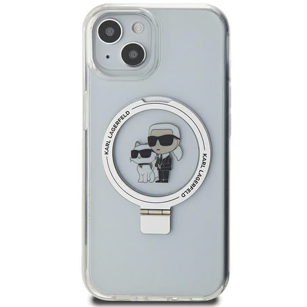 Karl Lagerfeld Ring Stand Karl&amp;Choupette MagSafe case for iPhone 14 / 15 / 13 - white