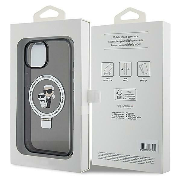 Karl Lagerfeld Ring Stand Karl&Choupette MagSafe case for iPhone 14 / 15 / 13 - black
