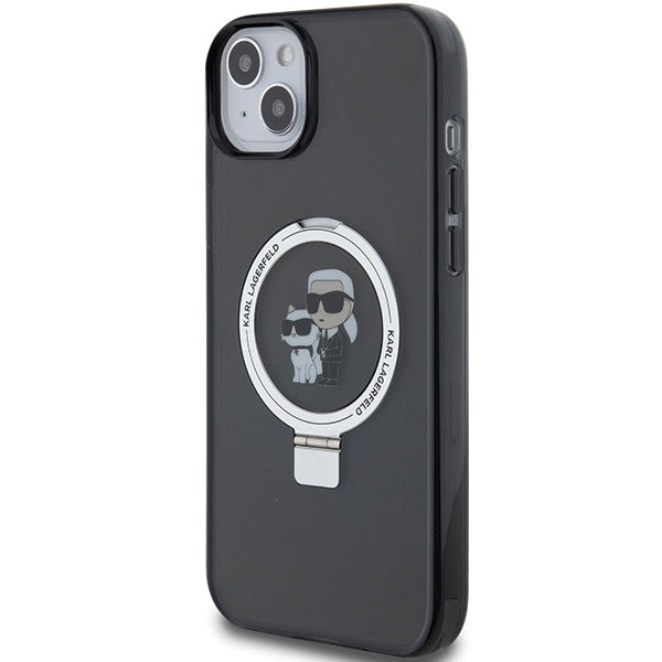 Karl Lagerfeld Ring Stand Karl&amp;Choupette MagSafe case for iPhone 14 / 15 / 13 - black