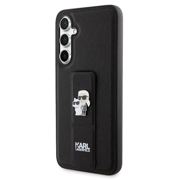 Karl Lagerfeld Gripstand Saffiano Karl&Choupette Pins case for Samsung Galaxy S23 FE - black