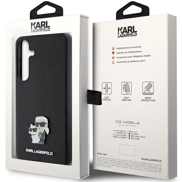 Karl Lagerfeld KLHCS24MPSAKCMPK S24+ S926 hardcase black/black Saffiano Karl &amp; Choupette Metal Pin