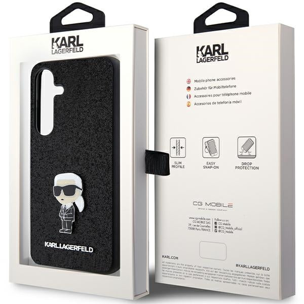 Karl Lagerfeld Fixed Glitter Ikonik Logo Metal Pin case for Samsung Galaxy S24+ - black