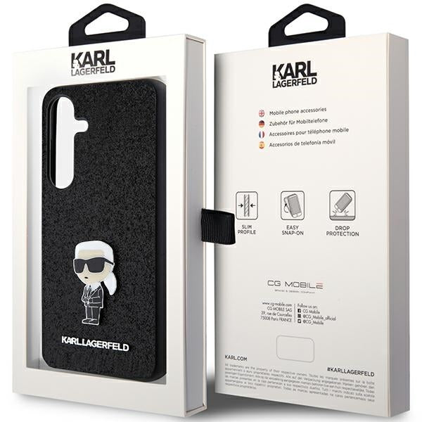 Karl Lagerfeld Fixed Glitter Ikonik Logo Metal Pin case for Samsung Galaxy S24 - black