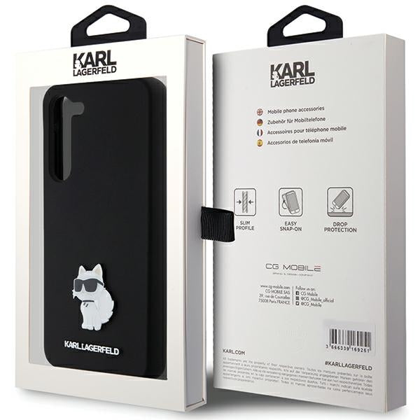 Karl Lagerfeld Silicone Choupette Metal Pin case for Samsung Galaxy S23+ - black