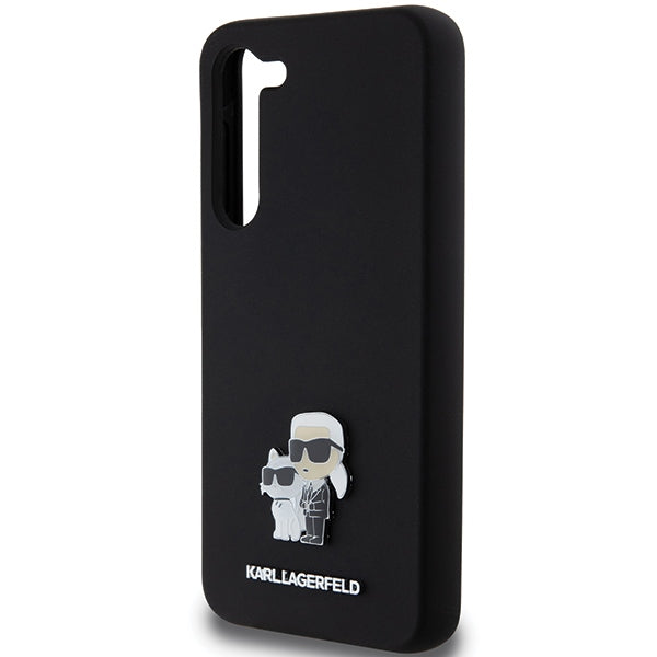 Karl Lagerfeld Silicone Karl&amp;Choupette Metal Pin case for Samsung Galaxy S23+ - black